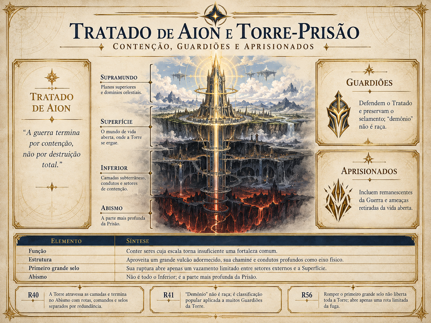 Diagrama do Tratado de Aion e da Torre-Prisão